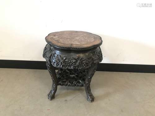 An Art Deco period Chinese carved hardwood plant stand, 45cm...
