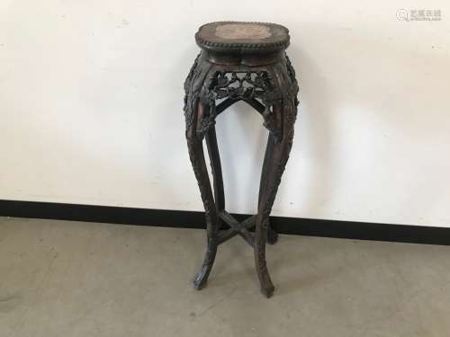 An Art Deco period Chinese carved hardwood plant stand, 90cm...