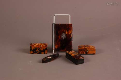 Five 19th century tortoiseshell items, including an elliptic...