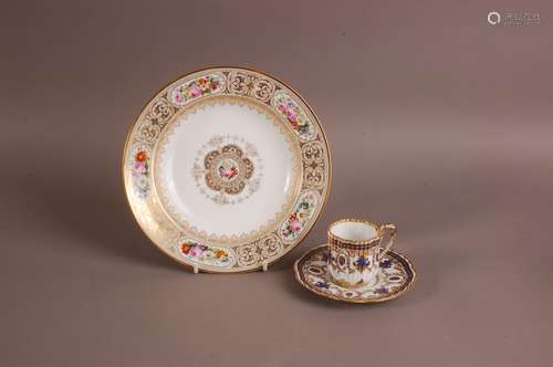 An early 20th century Sevres porcelain plate, 24cm, together...