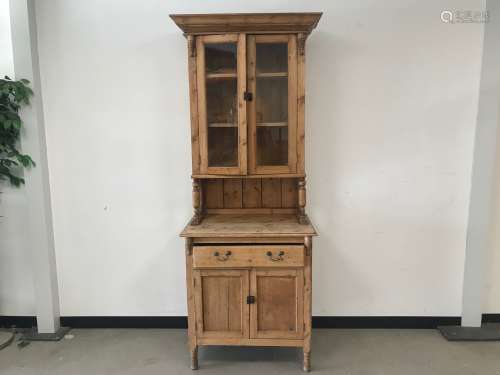 An early 20th century stripped pine kitchen cabinet, 219cm h...