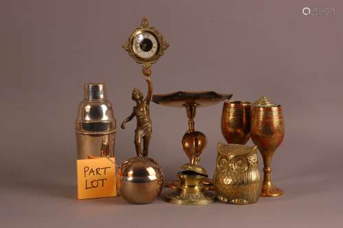 A collection of brass and other metal ware and collectables,...