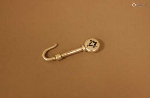 A modern silver and enamelled Masonic napkin holder, the key...
