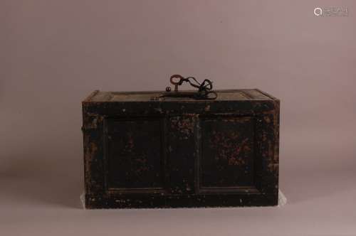A Victorian cast iron safe, 58cm wide, plus handles and with...