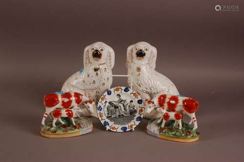 A group of five 19th and 20th century Staffordshire pottery ...