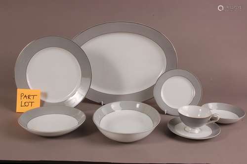 A modern Japanese porcelain Kutani China white silver and gr...