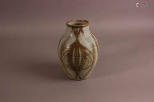 A second half 20th century studio pottery vase, in ash glaze...