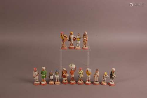 A collection of vintage Indian terracotta figures, tallest 9...