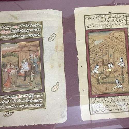 PERSE - XIXè siècle Deux miniatures persanes H. 25 cm - L. 1...