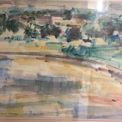 Richard BELLIAS (1921-1974) Paysage Aquarelle sur papier, si...