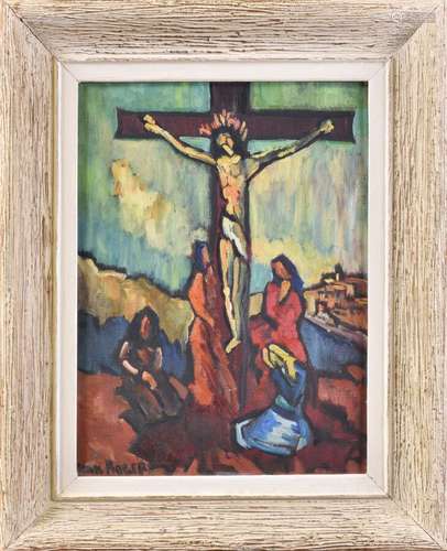 Jean ROGER (1924-2015) Crucifixion Huile sur toile signée en...