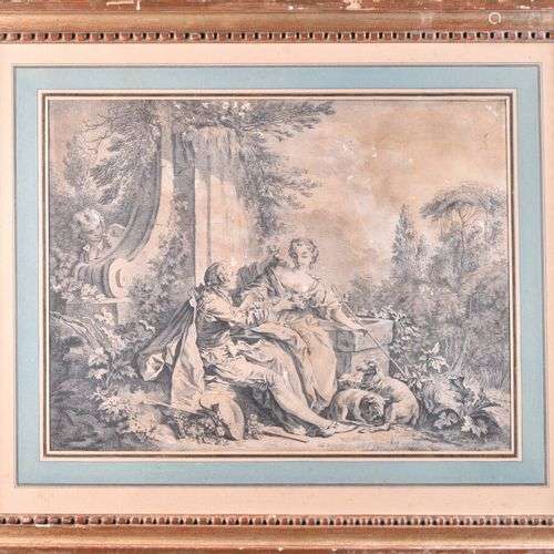 Ecole FRANCAISE du XIXe siècle Scène galante Gravure H. 26 c...