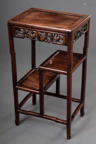 Chinese etagere table with carved frame, Redwood, 20th c., 7...