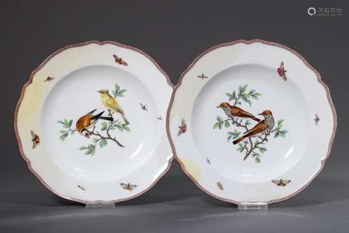 Pair of early KPM plates with a fine purple frieze on the ed...