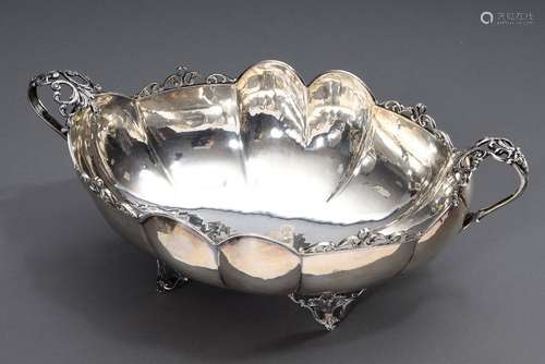 Oval Italian centerpiece with gadronized body and floral sha...