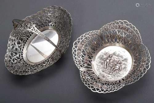 2 Various richly reliefed baskets 