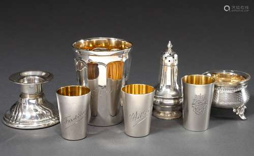 7 Various pieces of silver: faceted cup with engraving 