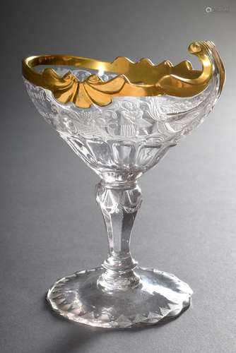 Baroque ambrosia bowl with a gold-plated rim, engraved sloga...