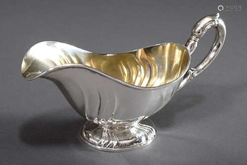 Small sauce boat with twisted folds and floral handle, Gottl...