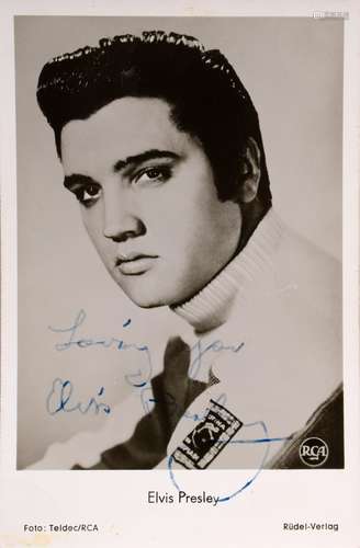 Elvis Presley autograph card with dedication and autograph, ...