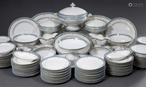 114 pieces dinner service with light blue and meander rim, r...