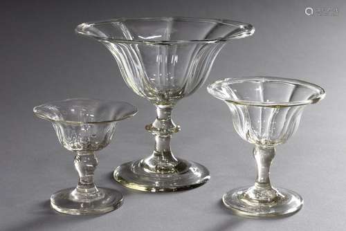 3 Various faceted Biedermeier tops of colourless glass, 19th...