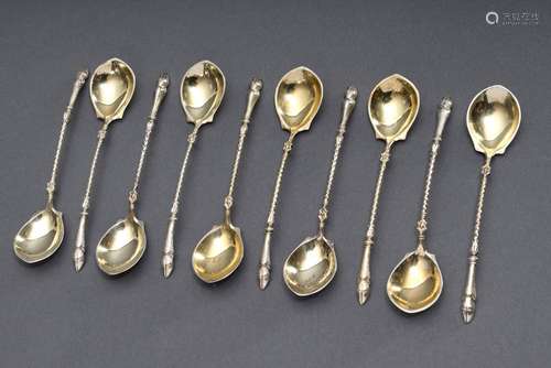 10 Historism mocca spoons with turned handle and plastic hoo...