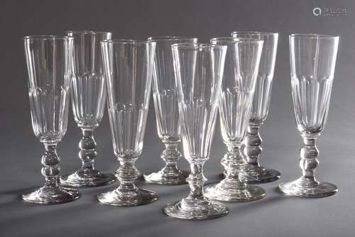 8 various champagne flutes with half surface grinding in dif...