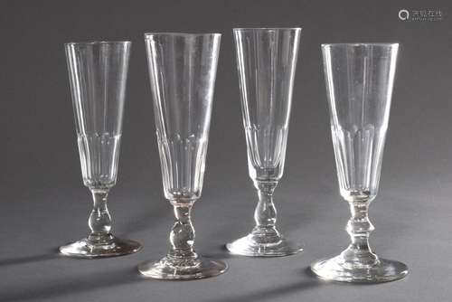 4 half-cut champagne glasses, France 19th century, h. 16-17c...