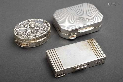 3 Various Italian pillboxes with groove and relief decoratio...