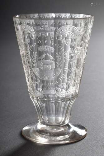 Faceted baroque friendship glass with the slogan 