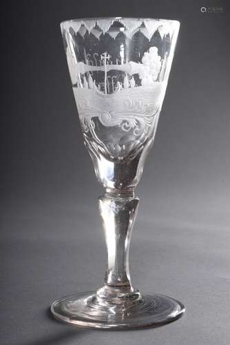 Baroque friendship cup with finely cut allegory and saying 