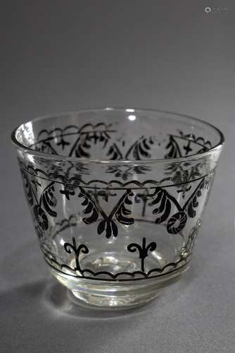 Small shot glass in the shape of a beaker with floral black ...