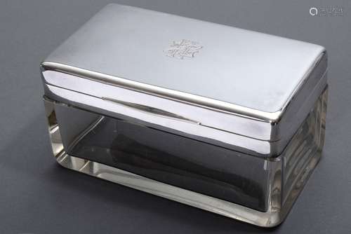 Large neccessaire glass box in angular form with silver 800 ...