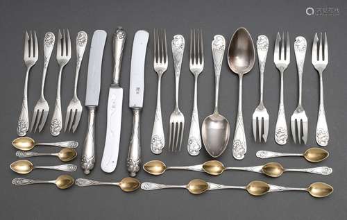 29 pieces silver plated WMF Art Nouveau cutlery 