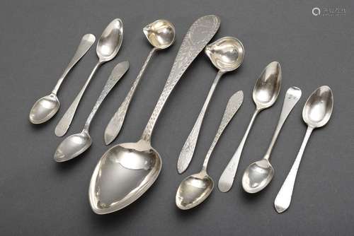 10 Various pieces of cutlery with floral brightcut decor: so...