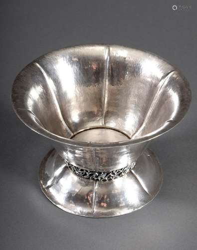 Martellated Art Deco confection bowl with floral frieze, jew...