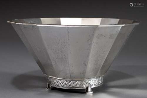 Danish Art Deco bowl with faceted body and geometric frieze ...