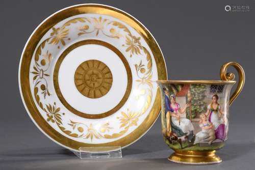 Biedermeier cup/saucer with fine painting 