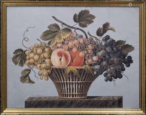 W. Andrée “Grape Basket” 1836, gouache/paper, b.r. sign./dat...