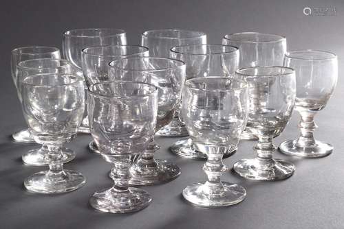 13 Various Biedermeier glasses in different sizes, clear gla...