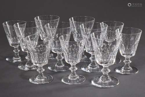 11 various Saint-Louis wine glasses with half surface grindi...