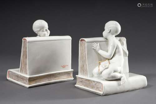 Pair of porcelain bookends 