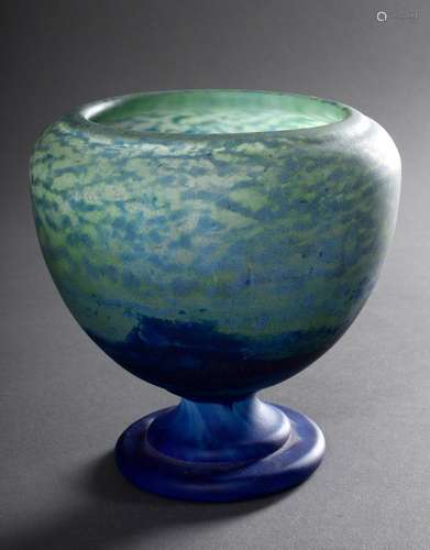 Daum Nancy spherical vase with blue-green meltings and blue ...