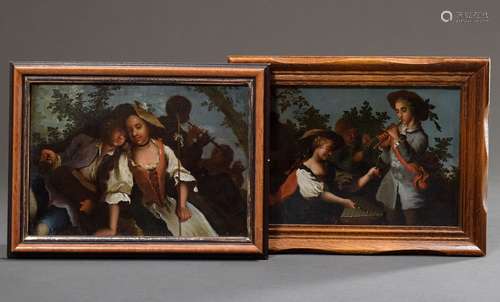 Pair of small rococo panel paintings 