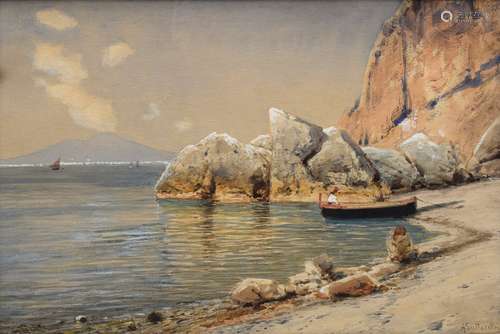 Lutteroth, Askan (1842-1923) “Coast near Naples with a view ...