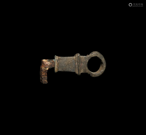 Large Roman Bronze Handled Key