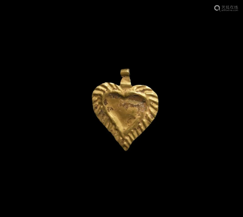 Roman Gold Repousse Heart-Shaped Pendant