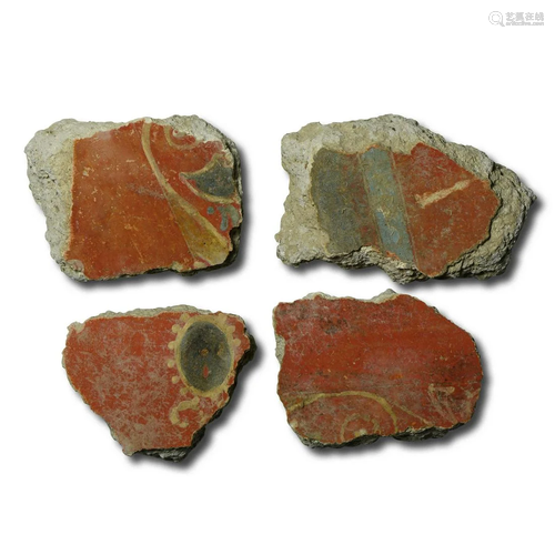 Roman Polychrome Fresco Fragment Collection