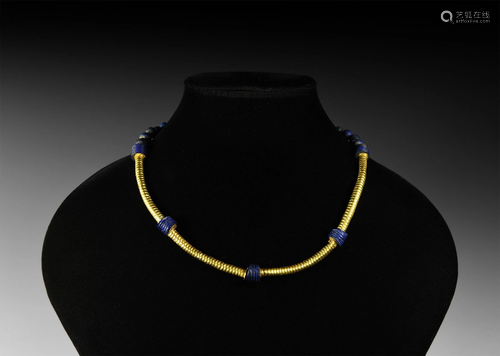 Gold and Lapis Lazuli Bead Necklace